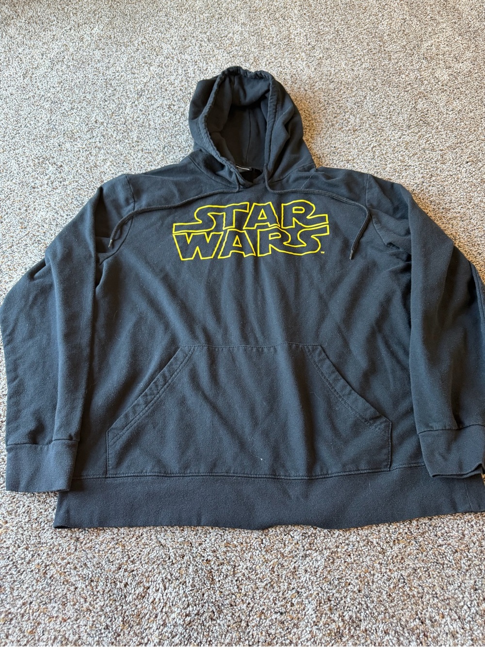 Star Wars Classic Yellow Logo Black Pullover Hoodie Sweatshirt Men's Large